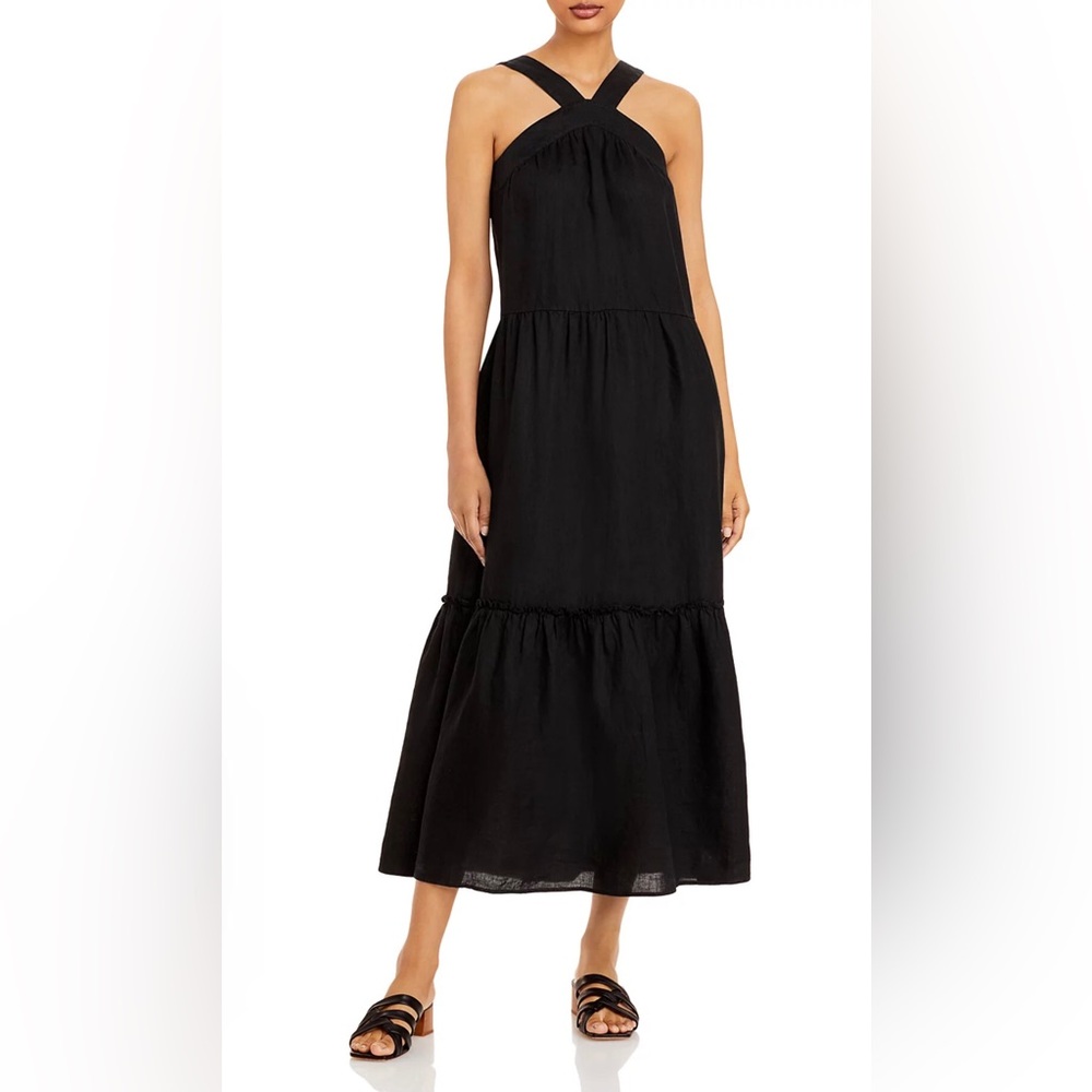 Joie Women’s Rosabel Linen Black Halter Neck‎ Maxi Dress Size S